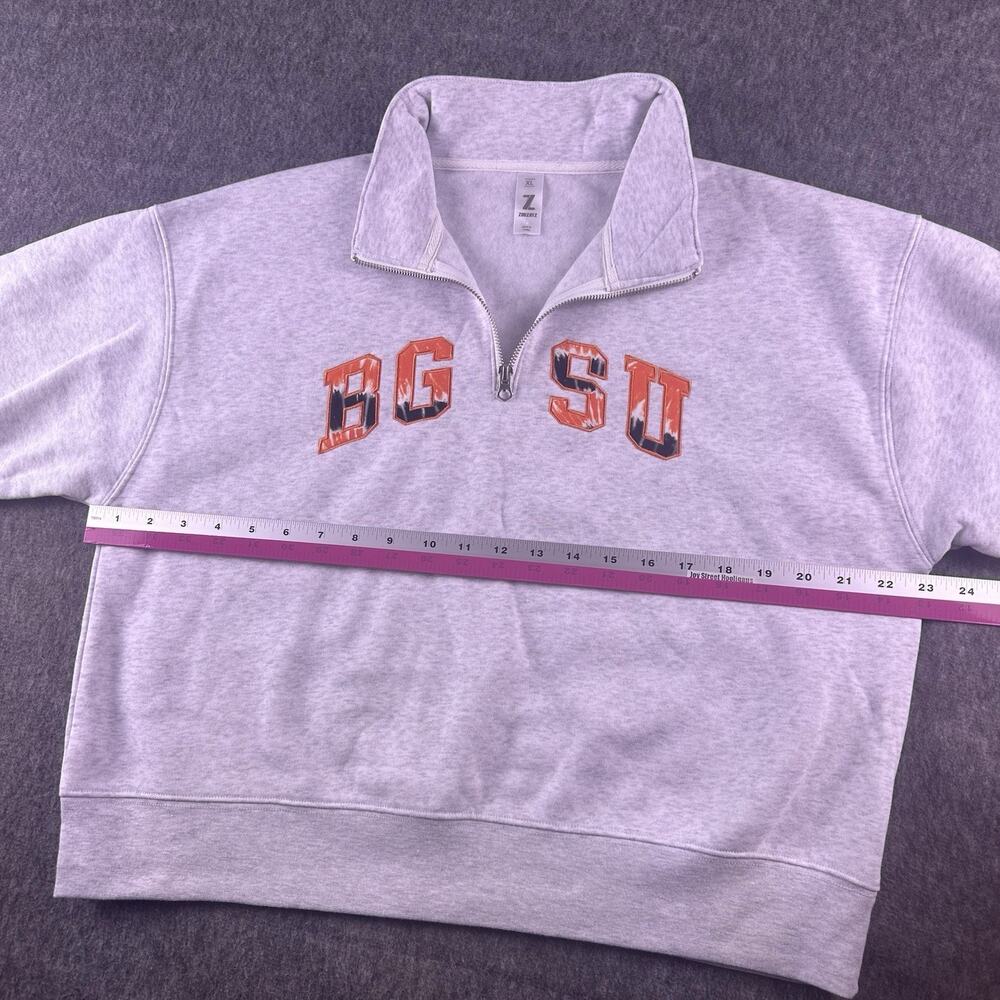 BGSU Ohio Women’s XL Cropped 1/4 Zip Gray Pullover‎ Hoodie NWOT Embroidered - Picture 4 of 12